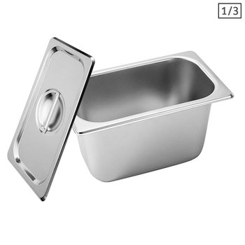 Gastronorm GN Pan Full Size 1/3 GN Pan 15cm Deep Stainless Steel Tray With Lid image