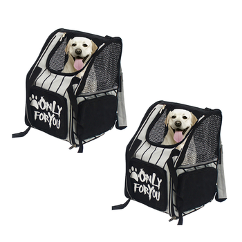 2X Black Pet Carrier Backpack Breathable Mesh Portable Safety Travel Essentials Outdoor Bag image