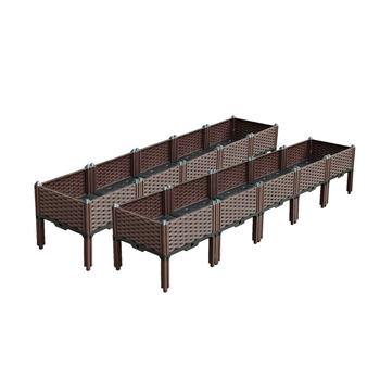 2X 200cm Raised Planter Box Vegetable Herb Flower Outdoor Plastic Plants Garden Bed with Legs image