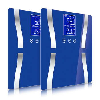 2X Glass LCD Digital Body Fat Scale Bathroom Electronic Gym Water Weighing Scales Blue image