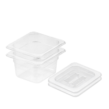 100mm Clear Gastronorm GN Pan 1/6 Food Tray Storage Bundle of 2 with Lid image