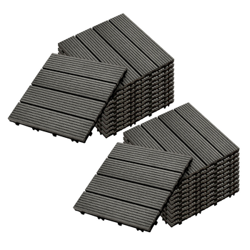 2X 11 pcs Grey DIY Wooden Composite Decking Tiles Garden Outdoor Backyard Flooring Home Decor image