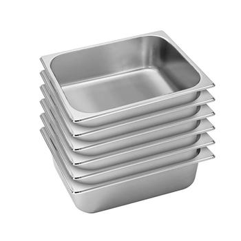 6X Gastronorm GN Pan Full Size 1/2 GN Pan 10cm Deep Stainless Steel Tray image