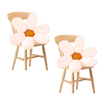 2X White Daisy Flower Shape Cushion Soft Leaning Bedside Pad Floor Plush Pillow Home Decor image