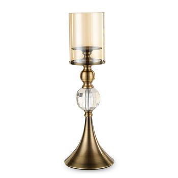 43cm Glass Candle Holder Candle Stand Glass/Metal image