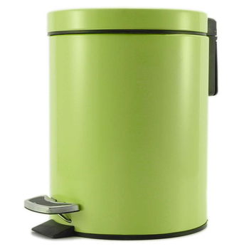 Foot Pedal Stainless Steel Rubbish Recycling Garbage Waste Trash Bin Round 12L Green image