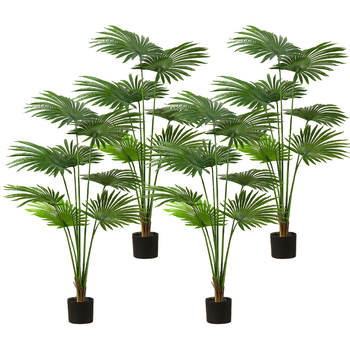 4X 150cm Artificial Natural Green Fan Palm Tree Fake Tropical Indoor Plant Home Office Decor image