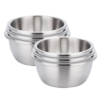 2X 3Pcs Deepen Matte Stainless Steel Stackable Baking Washing Mixing Bowls Set Food Storage Basin image