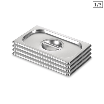 4X Gastronorm GN Pan Lid Full Size 1/3 Stainless Steel Tray Top Cover image