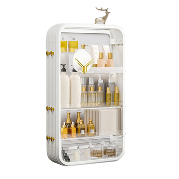 White Multi Tier Cosmetic Storage Rack Bathroom Vanity Tray Display Stand Organiser image