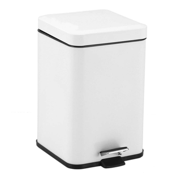 Foot Pedal Stainless Steel Rubbish Recycling Garbage Waste Trash Bin Square 12L White image