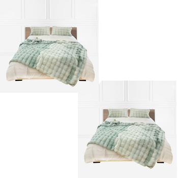 2X 200cm Light Green Fuzzy Super Soft and Cozy Fluffy Throw Blanket image