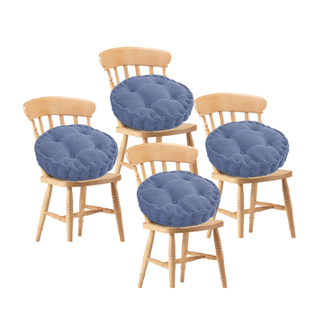 4X Blue Round Cushion Soft Leaning Plush Backrest Throw Seat Pillow Home Office Decor image