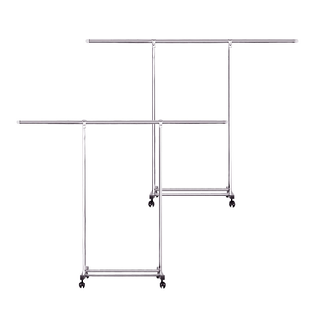 2X 180cm Stainless Steel Floor-Standing Clothes Rack - Durable and Space-Saving Laundry Organizer image