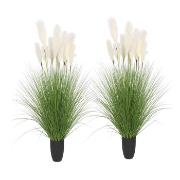 2X 110cm Artificial Indoor Potted Reed Bulrush Grass Tree Fake Plant Simulation Decorative image