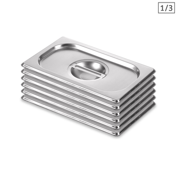 6X Gastronorm GN Pan Lid Full Size 1/3 Stainless Steel Tray Top Cover image