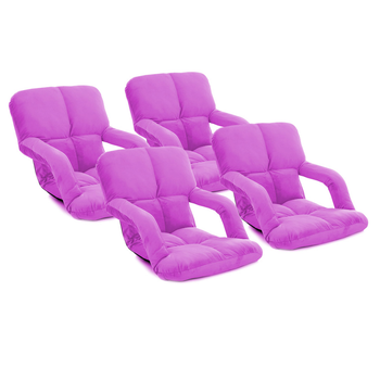 4X Foldable Lounge Cushion Adjustable Floor Lazy Recliner Chair with Armrest Purple image