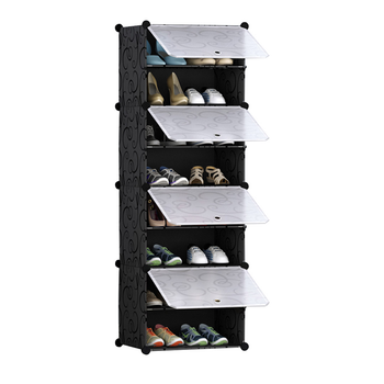 8 Tier Shoe Rack Organizer Sneaker Footwear Storage Stackable Stand Cabinet Portable Wardrobe with Cover image