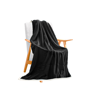 Black Throw Blanket Warm Cozy Double Sided Thick Flannel Coverlet Fleece Bed Sofa Comforter image