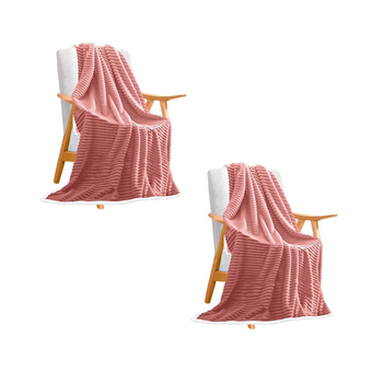 2X Throw Blanket Warm Cozy Double Sided Thick Flannel Coverlet Fleece Bed Sofa Comforter Pink image