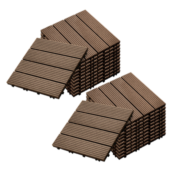2X 11 pcs Dark Chocolate DIY Wooden Composite Decking Tiles Garden Outdoor Backyard Flooring Home Decor image