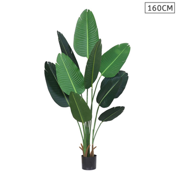 160cm Artificial Green Indoor Traveler Banana Fake Decoration Tree Flower Pot Plant image