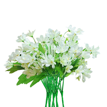 10 Bunch Artificial Silk Lilium nanum 6 Heads Flower Fake Bridal Bouquet Table Decor White image