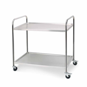 2 Tier 81x46x85cm Stainless Steel Kitchen Dining Food Cart Trolley Utility Round Small image
