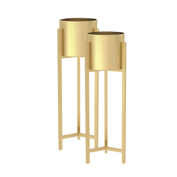 2X 75cm Gold Metal Plant Stand with Flower Pot Holder Corner Shelving Rack Indoor Display image