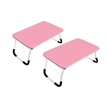 2X Pink Portable Bed Table Adjustable Foldable Bed Sofa Study Table Laptop Mini Desk Breakfast Tray Home Decor image