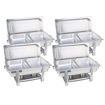 4X Stainless Steel Chafing Double Tray Catering Dish Food Warmer image