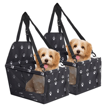 2X Waterproof Pet Booster Car Seat Breathable Mesh Safety Travel Portable Dog Carrier Bag Black image