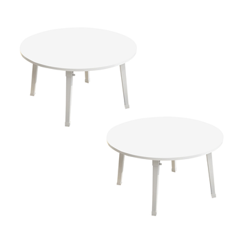 2X White Portable Floor Table Small Round Space-Saving Mini Desk Home Decor image