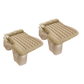 2X Beige Ripple Inflatable Car Mattress Portable Camping Air Bed Travel Sleeping Kit Essentials image