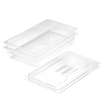 100mm Clear Gastronorm GN Pan 1/1 Food Tray Storage Bundle of 2 with Lid image