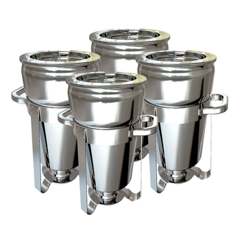4X 7L Round Stainless Steel Soup Warmer Marmite Chafer Full Size Catering Chafing Dish image