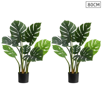 2X 80cm Artificial Indoor Potted Turtle Back Fake Decoration Tree Flower Pot Plant image
