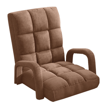 Foldable Lounge Cushion Adjustable Floor Lazy Recliner Chair with Armrest Coffee image