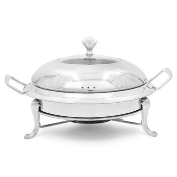 Stainless Steel Round Buffet Chafing Dish Cater Food Warmer Chafer with Glass Top Lid image