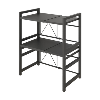 3 Tier Steel Black Retractable Kitchen Microwave Oven Stand Multi-Functional Shelves Storage Organizer image