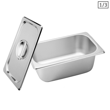 Gastronorm GN Pan Full Size 1/3 GN Pan 10cm Deep Stainless Steel Tray With Lid image