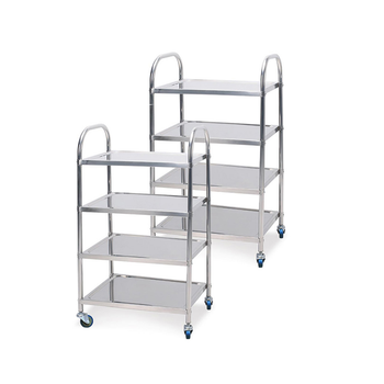 2X 4 Tier 860x540x1170 Stainless Steel Kitchen Dining Food Cart Trolley Utility image