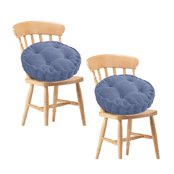 2X Blue Round Cushion Soft Leaning Plush Backrest Throw Seat Pillow Home Office Decor image