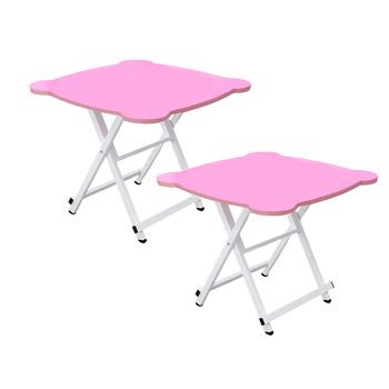 2X Pink Minimalist Cat Ear Folding Table Indoor Outdoor Portable Stall Desk Home Decor image