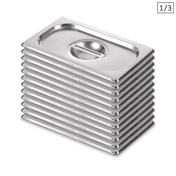 12X Gastronorm GN Pan Lid Full Size 1/3 Stainless Steel Tray Top Cover image