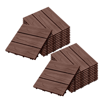 2X 11 pcs Dark Chocolate DIY Wooden Composite Decking Tiles Garden Outdoor Backyard Flooring Home Decor image