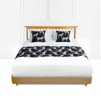 1.5m Bed Light Luxury Black Zebra Vintage Bed Scarf Runner Bedding Tail Pad Flag For Home Hotel Set of 3 image
