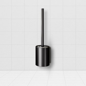 27cm Wall-Mounted Toilet Brush with Holder Bathroom Cleaning Scrub Black image