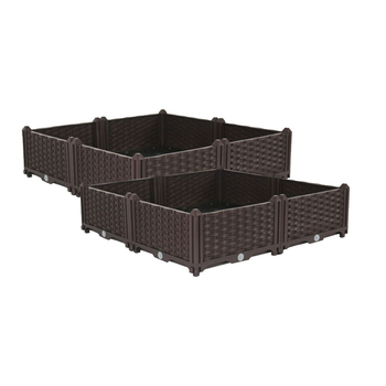 2X 80cm Raised Planter Box Vegetable Herb Flower Outdoor Plastic Plants Garden Bed image
