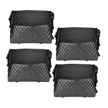 4X Black Leather Car Storage Portable Hanging Organizer Backseat Multi-Purpose Interior Accessories Bag image